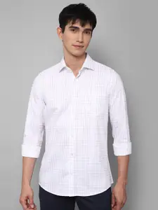 Allen Solly Men White Slim Fit Grid Tattersall Checks Checked Casual Shirt