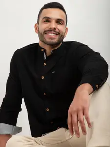 ARMISTO Men Linen Black Linen Smart Party Shirt
