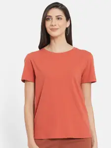 UNMADE Women Orange Organic Cotton T-shirt