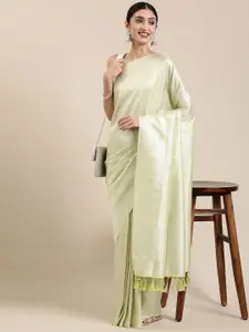 The Chennai Silks Green & Silver-Toned Woven Design Zari Art Silk Saree