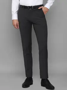 Louis Philippe Men Grey Striped Slim Fit Trousers