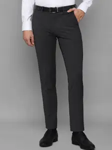 Louis Philippe Men Black Striped Slim Fit Trousers