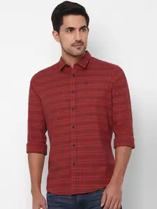 Allen Solly Sport Men Red Windowpane Checked Cotton Casual Shirt