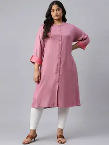 W Women Pink Asymmetric Kurta