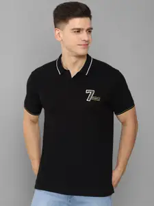 Allen Solly Sport Men Black Solid Cotton Polo Collar T-shirt
