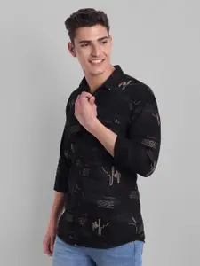 Majestic Man Men Black Slim Fit Printed Casual Shirt