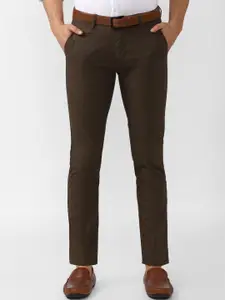 V Dot Men Brown Slim Fit Trousers