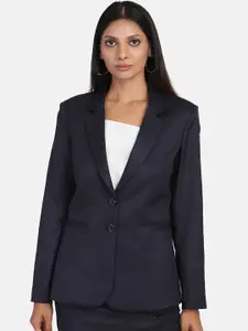 PowerSutra Women Blue Solid Single Breasted Formal Blazers