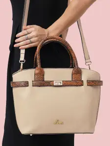 Lavie  Pyth Fally Women Beige Medium Satchel Handbag