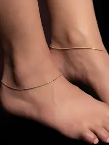 Zavya Women Set Of 2 Gold-Plated 925 Sterling Silver Anklets