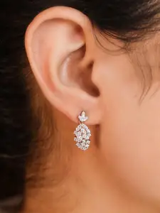 Zavya Silver-Toned Teardrop Shaped Drop Earrings