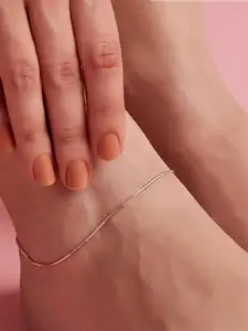 Zavya Women Rose Gold & Silver 925 Sterling Silver Rhodium Plated Anklet