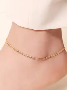 Zavya Women Gold-Toned & Rhodium-Plated 925 Sterling Silver Anklets