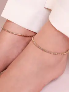 Zavya Women Pair of Rose Gold & Silver 925 Sterling Silver Rhodium Plated Anklets