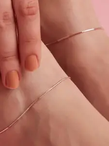 Zavya Set of 925 Sterling Silver Rose Gold-Toned Rhodium-Plated Anklet