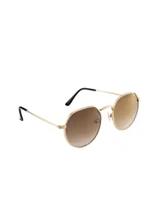 OPIUM Women Brown Lens & Gold-Toned Aviator Sunglasses with UV Protected Lens-OP-10102-C01