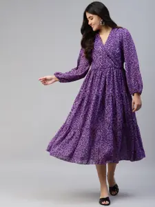 plusS Women Purple Animal Midi Dress