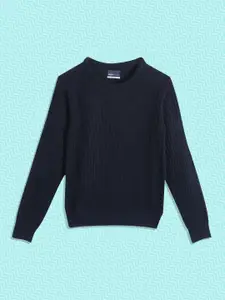 M&H Juniors Boys Navy Blue Cable Knit Pullover