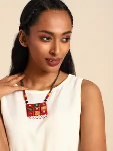 Taavi Women Thread Work Artificial Beads Studded Statement Necklace