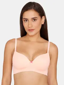 Zivame Women Pink Non-Wired Lightly Padded 3/4th Coverage T-Shirt Bra