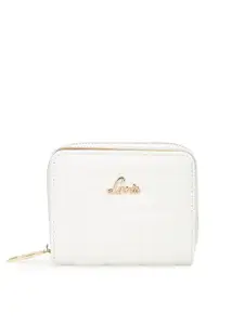 Lavie Women White & Gold-Toned Textured Zip Around Wallet