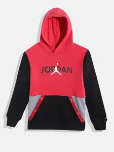 Jordan Boys Red & Black Colourblocked Hooded Sweatshirt