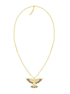 GIVA Women Gold-Plated 925 Sterling Silver Golden Phoenix with Black Stone  Pendant With Chain