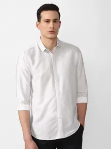 V Dot Men White Slim Fit Casual Shirt