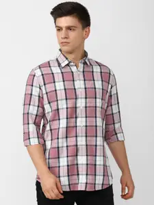 Van Heusen Sport Men Pink Slim Fit Tartan Checks Checked Casual Shirt