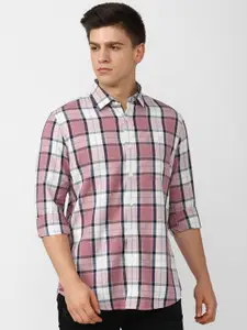 Van Heusen Sport Men Pink Cotton Slim Fit Tartan Checks Checked Casual Shirt