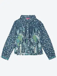 Biba kids Girls Blue Classic Printed Casual Shirt