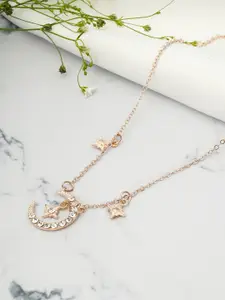 Emmie Rose Gold-Plated & Stone Studded Pendant With Chain