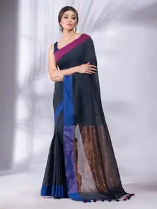 Charukriti Women Grey & Blue Pure Cotton Saree