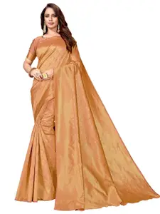 SARIYA Copper-Toned & Gold-Toned Floral Zari Silk Blend Banarasi Saree