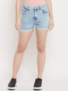 Madame Women Blue Washed Denim Shorts