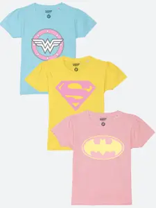YK Justice League Girls Pack Of 3 Justice League Hero Printed T-shirt