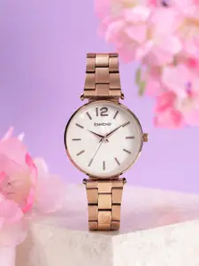 bebe Women White Patterned Dial & Rose Gold Toned Straps Analogue Watch BB-07-01