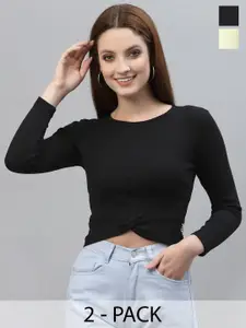Friskers Black & Yellow Pack of 2 Organic Cotton Crop Top