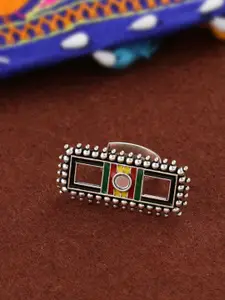 Voylla Women Silver-Plated Rabaari Ethnic Statement Finger Ring