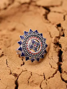 Voylla Silver-Plated Mandala Tribal Inspired Ring