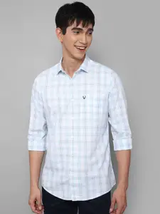 Allen Solly Men Blue & White Slim Fit Tartan Checks Checked Pure Cotton Casual Shirt