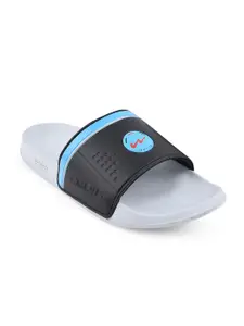 Campus Men Grey & Blue Printed Sliders