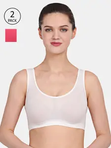 Amour Secret Women White & Coral Pack Of 2 Non Padded Air Bra