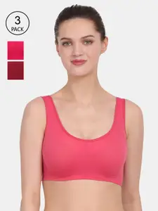Amour Secret Pack of 3 Pink & Maroon Bra - Non Padded