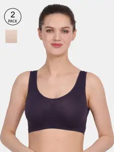 Amour Secret Non Padded Nude-Coloured & Navy Blue Bra