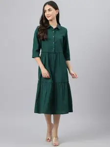 DEEBACO Green Shirt Midi Dress