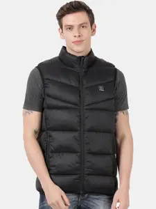 t-base Men Black Windcheater Puffer Jacket