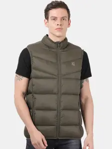 t-base Men Olive Green Windcheater Puffer Jacket