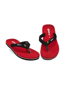 Sparx Women Red & Black Thong Flip-Flops