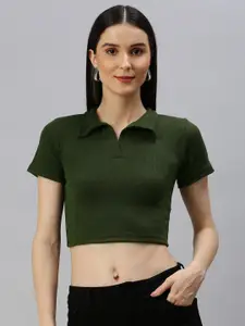AAHWAN Green Collared Crop Top